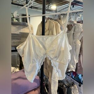 White lace cut out top